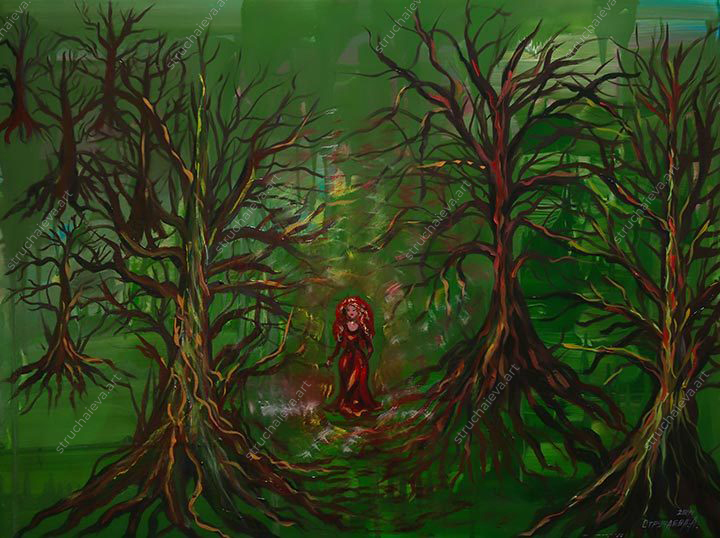 Картина 'Идущая в лесу'