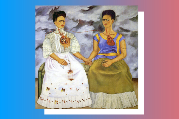 Painting by Frida Kahlo The two Fridas