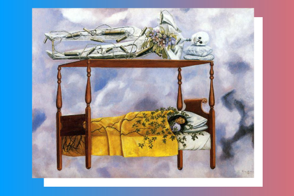 Painting by Frida Kahlo The dream (The bed)