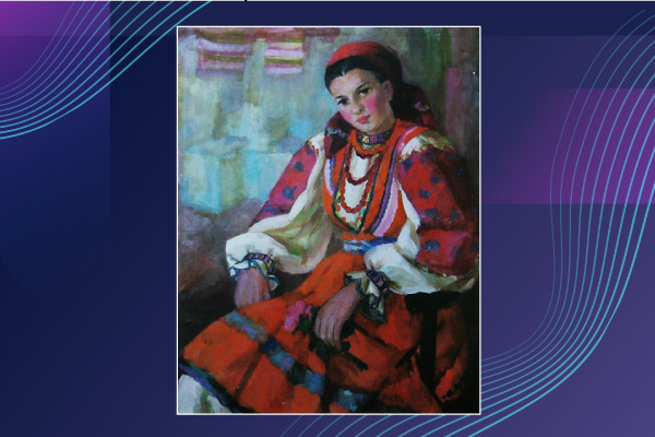 Портрет девушки в гуцульском наряде. Картина Андрея Коцка.