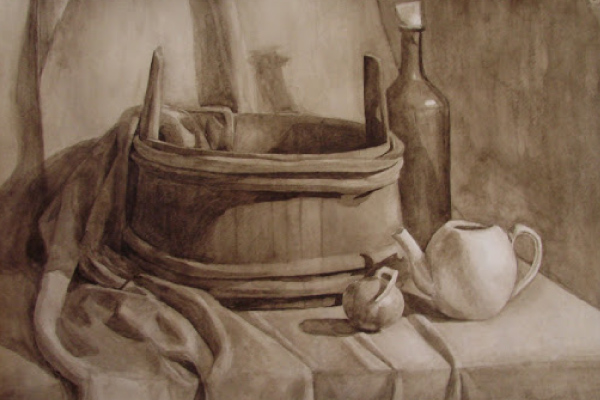 Still life in the style of grisaille